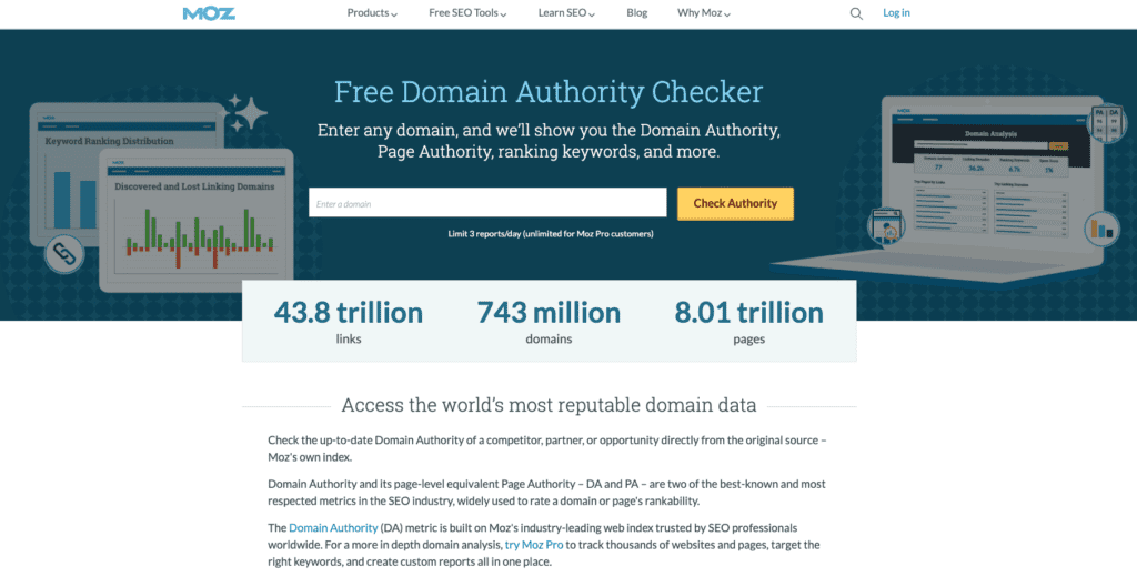 MOZ Free Domain Authority Checker